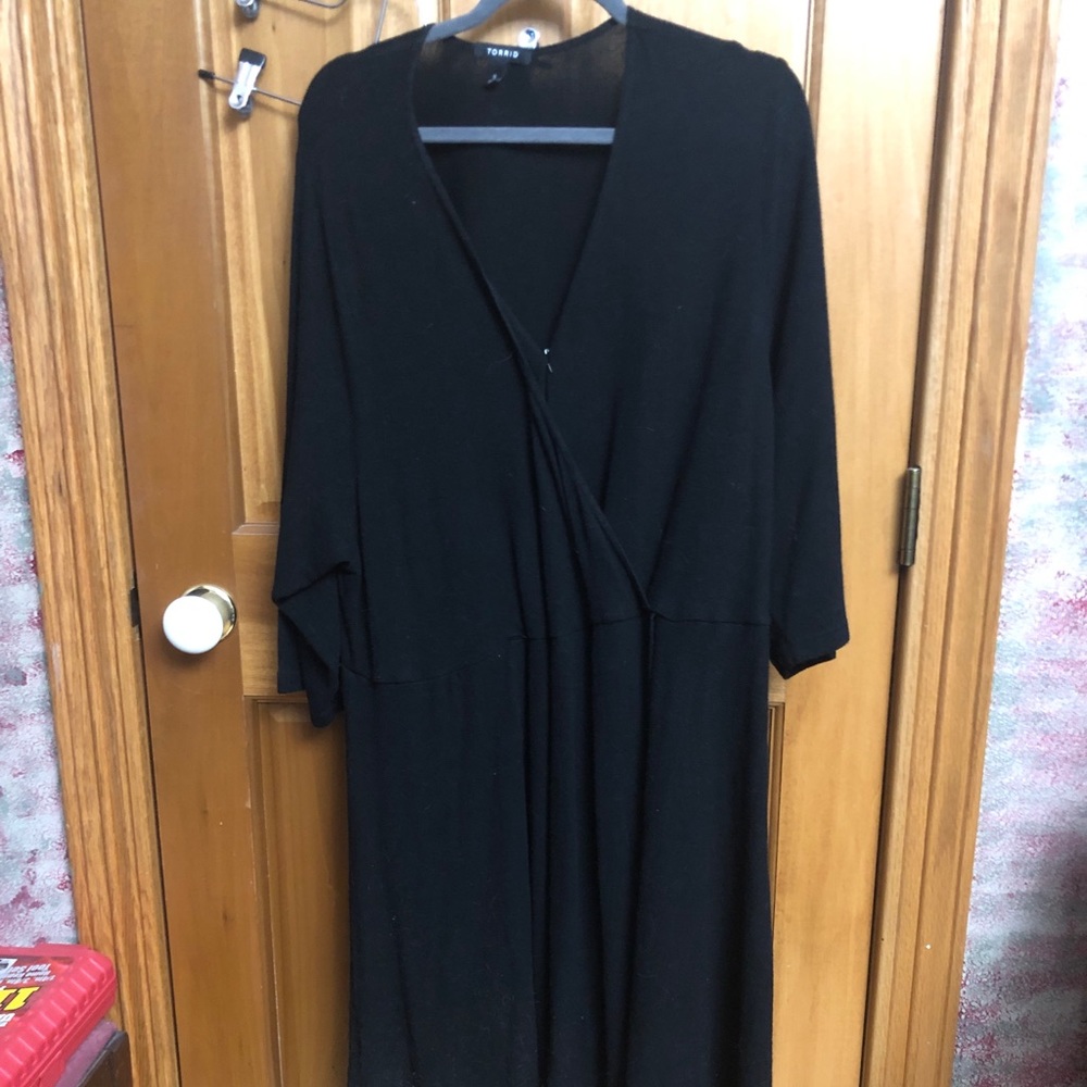 Black faux wrap dress
